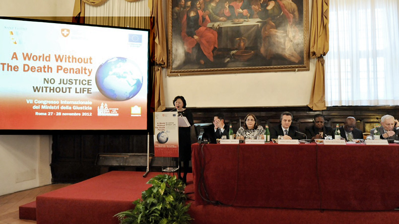 Roma, 27 novembre 2012, il VII Congresso dei Ministri della Giustizia, per un  mondo senza pena di morte