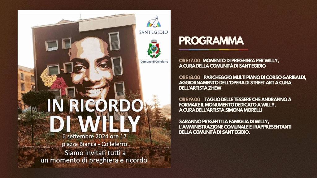 Veglia di preghiera promossa dalla Comunità di Sant'Egidio nel luogo in cui venne ucciso quattro anni fa Willy Monteiro Duarte