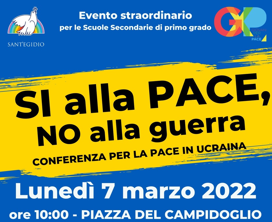 Non si ferma il grido No alla guerra, si alla pace dei giovani di  Sant'Egidio. Rivedi la manifestazione in Campidoglio, NEWS